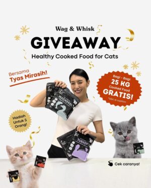 Tyas Mirasih Instagram - GIVEAWAY WAG & WHISK x TYAS MIRASIH! 🐱🎉

Perkenalkan healthy cooked food untuk kucing by Wag & Whisk!

Makanan sehat & berkualitas yang terbuat dari bahan alami - memenuhi kebutuhan nutrisi seimbang & optimal si anabul 🐈‍⬛

Penasaran mau coba? Yuk ikutin giveawaynya! Caranya gampang😻

1. Follow @wagandwhisk @tyasmirasih @blissful_cathouse 
2. ⁠Like postingan ini & lainnya
3. ⁠Share post ini ke IG story kalian & mention/tag kita (Akun tidak di private)
4. Mention 3 teman kalian di kolom komentar & sebutkan alasan kalian ingin mencoba cooked food dari Wag & Whisk

5 pemenang masing-masing akan mendaptkan 5 KG cooked food Wag & Whisk untuk kucing (10 pcs x 500 gram - campur varian)✨

S&K
- Periode Giveaway dari tanggal 17 Feb 2024 - 1 Maret 2024
- ⁠Untuk pemilik kucing (mohon akun IG tidak private)
- ⁠Pengumuman pemenang di tanggal 4 Maret 2024 via IG story Wag & Whisk. Pemenang akan di contact via DM (jika tidak merespon dalam 24 jam, akan dipilih pemenang baru)
- ⁠Semua orang di wilayah Indonesia dipersilahkan ikut giveaway (Pengiriman dari Jakarta. Karena produk berupa frozen food, kami hanya bisa kirim ke area Jabodetabek & lainnya yang terjangkau oleh Paxel)

#ChooseHealthyWithWagandWhisk
#WagandWhisk #FreshCookedFoodforPets