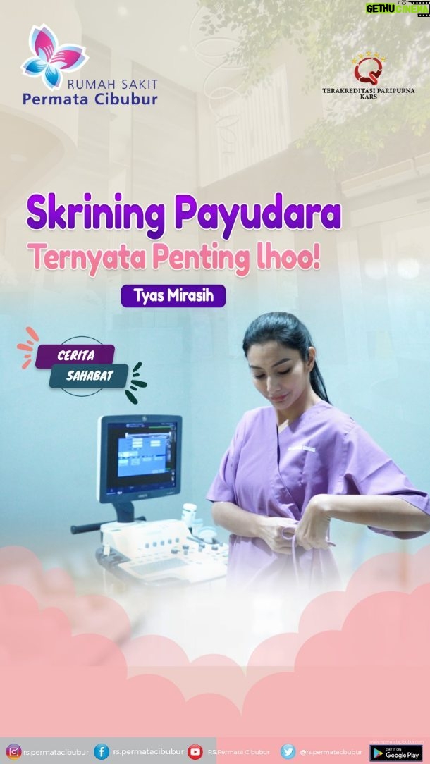 Tyas Mirasih - 412 Likes - Skrining payudara merupakan cara untuk mendeteksi dini apakah ada sel kanker pada payudara. Pemeriksaan ini sangat penting, mengingat kanker yang berhasil terdeteksi lebih awal memiliki peluang lebih tinggi untuk sembuh. Tak hanya untuk mendeteksi, skrining payudara yang dilakukan secara rutin juga membantu dalam memantau perkembangan kanker dan membuat rencana pengobatan yang tepat.
Nah kaka @tyasmirasih paham pentingnya melakukan skrining payudara, oleh karena itu beliau melakukan pemeriksaan USG payudara di Rumah Sakit Permata Cibubur. Alhamdulillah dokter menyatakan baik dan tidak ditemukan sesuatu yang berbahaya, proses pemeriksaanpun berjalan dengan nyaman karena dilakukan oleh dokter spesialis radiologi yang ahli dan kompeten.
Untuk sahabat permata, yuk rutin melakukan skrining payudara 1 tahun sekali, kami juga memberikan promo spesial diskon untuk kamu. Segera manfaatkan ya💜
Informasi dan Registrasi :
Telp. 021 8458806 ext. 2157
Wa 0811 808806
#skriningpayudara #radiologi #medicalcheckup #rspc #rumahsakitpermatacibubur #rscepatdanmudah #rspermatacibubur #tyasmirasih