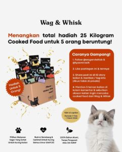 Tyas Mirasih Instagram - GIVEAWAY WAG & WHISK x TYAS MIRASIH! 🐱🎉 Perkenalkan healthy cooked food untuk kucing by Wag & Whisk! Makanan sehat & berkualitas yang terbuat dari bahan alami - memenuhi kebutuhan nutrisi seimbang & optimal si anabul 🐈‍⬛ Penasaran mau coba? Yuk ikutin giveawaynya! Caranya gampang😻 1. Follow @wagandwhisk @tyasmirasih @blissful_cathouse 2. ⁠Like postingan ini & lainnya 3. ⁠Share post ini ke IG story kalian & mention/tag kita (Akun tidak di private) 4. Mention 3 teman kalian di kolom komentar & sebutkan alasan kalian ingin mencoba cooked food dari Wag & Whisk 5 pemenang masing-masing akan mendaptkan 5 KG cooked food Wag & Whisk untuk kucing (10 pcs x 500 gram - campur varian)✨ S&K - Periode Giveaway dari tanggal 17 Feb 2024 - 1 Maret 2024 - ⁠Untuk pemilik kucing (mohon akun IG tidak private) - ⁠Pengumuman pemenang di tanggal 4 Maret 2024 via IG story Wag & Whisk. Pemenang akan di contact via DM (jika tidak merespon dalam 24 jam, akan dipilih pemenang baru) - ⁠Semua orang di wilayah Indonesia dipersilahkan ikut giveaway (Pengiriman dari Jakarta. Karena produk berupa frozen food, kami hanya bisa kirim ke area Jabodetabek & lainnya yang terjangkau oleh Paxel) #ChooseHealthyWithWagandWhisk #WagandWhisk #FreshCookedFoodforPets