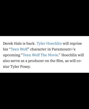 Tyler Hoechlin Instagram - “Derek Hale is back.”