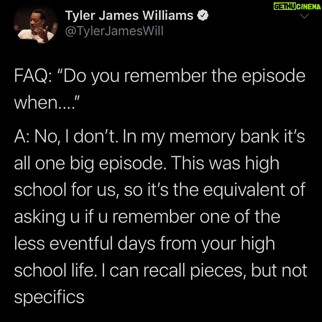 Tyler James Williams Instagram - 15 years. Wow. Did a thread on twitter speaking on some of the things I get asked a lot about the show and just some general info you may not know. These are some of the highlights. Go check out the full thread if interested. Salute to everyone who was apart of this show. In some way shape or form we all came together to make our collective mark. Love always π€βπΎ