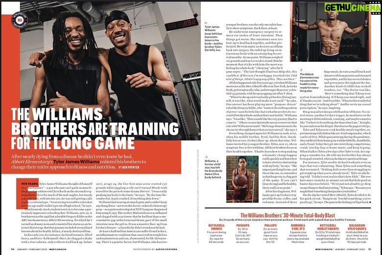 Tyler James Williams Instagram - This one is for the Crohns Patients, the “hard gainers”, the skinny kids, and those thriving while fighting invisible illnesses. May we all continue to learn how to listen our bodies and treat them better. Thank you to @menshealthmag for the feature and chronicling my journey thus far. Link in bio/stories for the full story EIC: @richdorment Photographer: @aaronokayamaphoto Writer: @paynter.ben Visuals Coordinator: @j_alexander_photo Entertainment Director: @whatisnojan