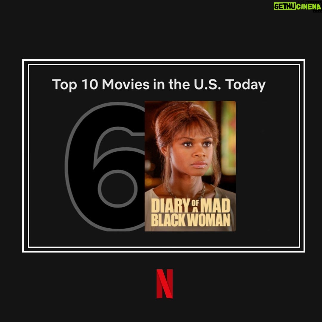 Tyler Perry Instagram - 18 years later and Diary of a Mad Black Woman is in the top ten at Netflix. Wow!! I just love y’all.