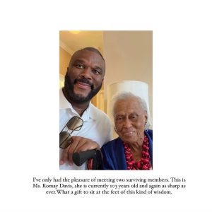 Tyler Perry Instagram - Today this incredibly beautiful woman turns 100 years old. Ms. Lena Derriecott King. 

I tell you she is as sharp as a laser and is still so full of life. She is one of less than a handful of surviving members of the 6888th Central Postal Directory Battalion.   

She was one of 855 black and brown women that served our country in World War II and returned home to be ignored and ostracized. After 70 plus years later they were finally awarded the Congressional Gold Medal for the work they did.  

What did they do you ask? Imagine a world where there is no communication, no email, no Facebook, no telephones on the battlefields. Now, imagine being a solider fighting for your country for years and never hearing a word from home, or your loved ones not knowing if you were dead or alive.  

After several years many intended, mailed letters and care packages sat molding and vermin-infested in leaky airplane hangers in Europe. That is until these women were sent over to Europe to get it sorted. Several other companies had tried but couldn’t so the army just assumed that they would fail.

But you never underestimate the ability of a black woman nor their intelligence or ingenuity. 

These women sorted and delivered over 17 million pieces of mail in 90 days, thereby brining hope and communication to every fighting solider and their families.   

I had the honor of sitting with Ms. King back in April and after one meeting, her recollection, class and dignity sent me on a path to write the script and tell the stories of these brave, powerful, and remarkable woman. We are currently filming this movie, called The Six triple eight. 

So Ms. King, on behalf of every person in this country who have the freedoms we do now because of what you all endured in battle and at home I just want to say thank you to you and all the members of the 6888th Central Postal Directory Battalion.

Happy 100th birthday and thank you for your service. And I’m so thankful that God has satisfied you with long life.  

Here’s to 100 more.