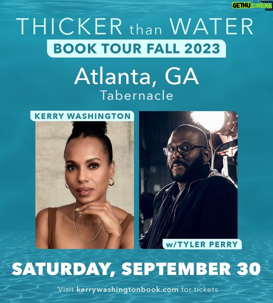 Tyler Perry Instagram - Join @kerrywashington and I this fall as we celebrate the release of her memoir THICKER THAN WATER. We’ll talk lessons learned from healing childhood wounds, how she embraces adversity, and the wisdom gained from her storied career. #ThickerThanWaterTour
