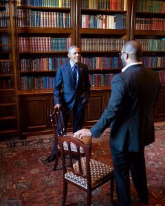 Tyler Perry Instagram - This photo was taken at my house. I bought these chairs from an auction because they belonged to Abraham Lincoln. We both sat in them and had a conversation. I wondered when he freed the slaves could he have imagined that one day this man would become president of the United States. Only in our America and with all of her flaws.. what a great country we live in and we must fight to keep our democracy. Happy Birthday to you President @barackobama