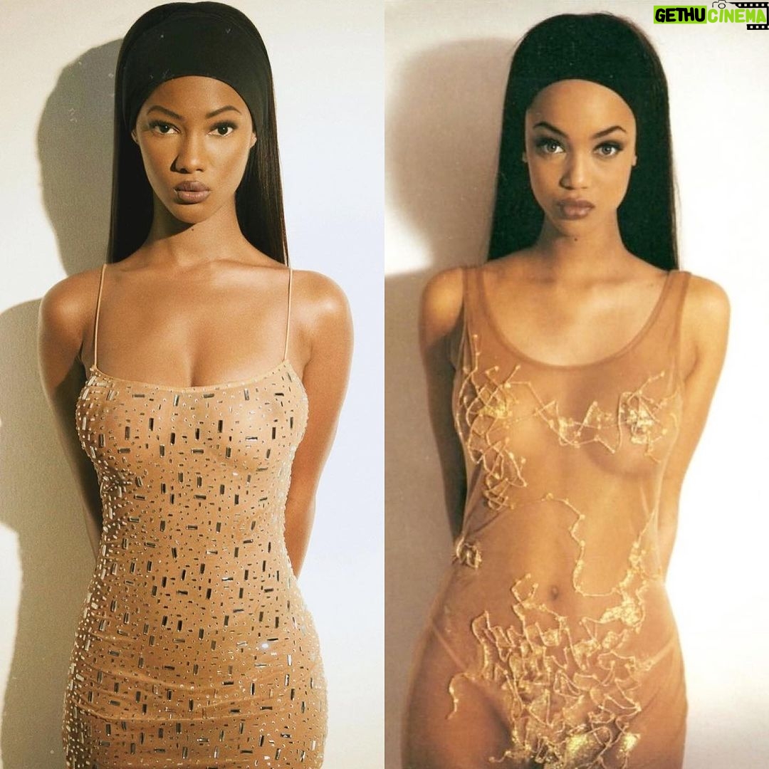 Tyra Banks Instagram - Give some love 👏🏽 to @mariama and her Black Supermodel recreations for Halloween. As I look at the photo, it brings me back to Paris in the 90s. @mariama, I’m so touched that you recreated this photo. Made me smile (and SMiZE). 💛TyTy