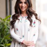 Ushna Shah Instagram - Felt cute 🥰 wearing @ansabjahangirstudio ~ a reminder that there is still a Jen-0-side happening in ph-a-las-3 that is being fully backed & funded by the Amree kee gov urn meant. Keep spreading the w0rd and keep boy kotting ! now chi Ldren are being bu- read on the side of the r0ad. The c0nditions are wors3 than ever! #nabilasalon #ushnashah #chikkarthefilm