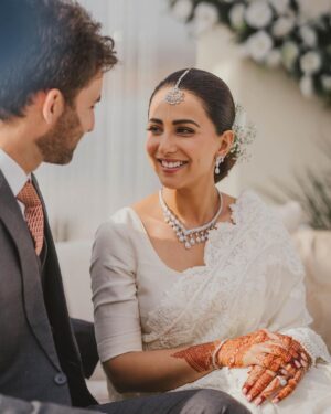 Ushna Shah Instagram - Our forever begins. We are so grateful for the abundance of love we have received from all over the world. Please allow me to formally introduce my husband:

His name is Hamza Amin, he is obviously very easy on the eyes, but that doesn’t even scratch the surface. He is an incredibly kind, loving, romantic, hard working, passionate, honest, witty, hilarious, intelligent, disciplined, fun and generous soul with far too many qualities to write here.. I am blessed to have him as my other half and my best friend for life. 

“And they lived happily ever after” ♥️

🎥 📸 
1-4: @mahasphotographyofficial 
5-8: @thrupolaroids 
(Like how I snuck in the Shendi reel at the end🤭)

(PS. I still haven’t posted my 🇦🇹 👰🏻‍♀️ look, I’ll get around to that soon).

My hair & makeup for the waleema by my lovely chacha-in-law, the great @tariqaminofficial 🤗 

#hamush @hamza.amin87