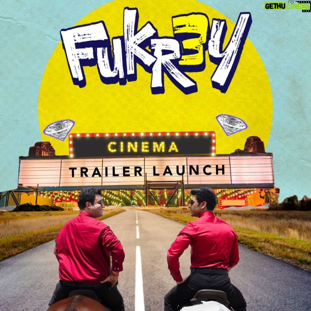 Varun Sharma Instagram - It’s been 10 Years to Fukrey and today marks the Special Day where we bring you the Trailer of our 3rd Instalment ❤️ Teary Eyed and with a lot of love in my heart heading out for the Trailer Launch! Thank you for Giving us so much Love Thank you for Making Fukrey Yours Thank you for making us a Part of your Family! Truly feel Grateful for all the love and acceptance you have given us🥹💕 Bhai mera na ik Sapna hai Jab humara College ka pehla din hoga na dono bhai Ghode pe jayenge college tu safed pe mai kaale pe dono ne kala chashma lal Shirt kali Pant and Kaale jhoothe pehne honge!! Bhai Ladkiyan maar mitengi hum dono pe❤️ This was my dream in 2013 for Fukrey and what better way to enter and unveil the Trailer of Fukrey3 in the same Manner in 2023! Toh Ho jao tayaar aa rahe hai Fukrey aapke Yaar🕺 🐎 Bas Trailer aa raha hai Thodi hi der main✨🧿😇🤞 @pulkitsamrat @mriglamba @excelmovies