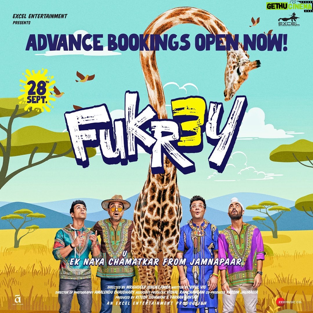 Varun Sharma Instagram - 📍Next stop: Theatres. Advance bookings for #Fukrey3 are open. Go get your tickets now! #3daystoFukrey3❤️💫 @pulkitsamrat @oyemanjot @pankajtripathi @therichachadha @mriglamba @excelmovies @ritesh_sid @faroutakhtar @vipulhappy @amalendu_dop @kassimjagmagia @vishalrr @imanojchouhan @aafilms.official @zeemusiccompany