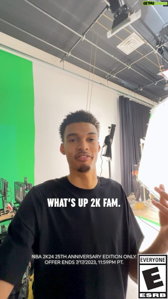 Victor Wembanyama Instagram - Cooking up something special on set with the NBA 2K fam 👀 Pre-order today! Only available with 2K24 25th Anniversary Edition during Summer League (valid through 7/17, 11:59PM PT) to run with Wemby’s MyTEAM card on September 8 🤝