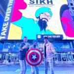 Vikas Khanna Instagram - Vishavjit Singh + Ryan Westra + Vikas Khanna celebrating @americansikhfilm on Times Square today. Missing in action @guneetmonga The same spot where the film celebrated its Tribeca World Premiere at @tribeca ❤️🙏🏽⭐️