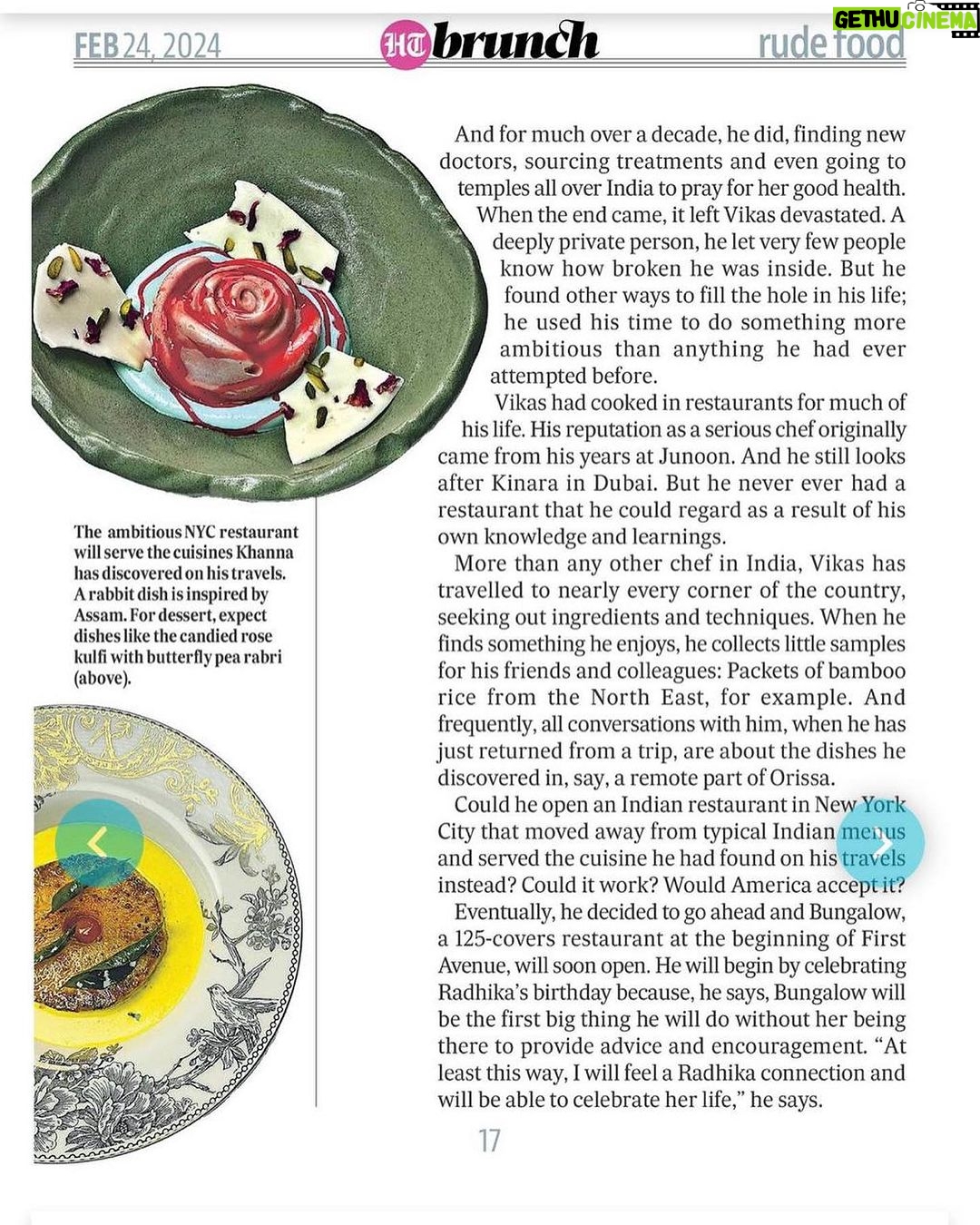 Vikas Khanna Instagram - One of the most heartfelt pieces about a chef’s journey and a restaurant opening I’ve read in years. Though it’s only 4 weeks to go for @bungalowny opening, but this project has been in preparations & dreams since the day I started cooking. Thank you @virsanghvi for your support & love. 28 Days To Go!