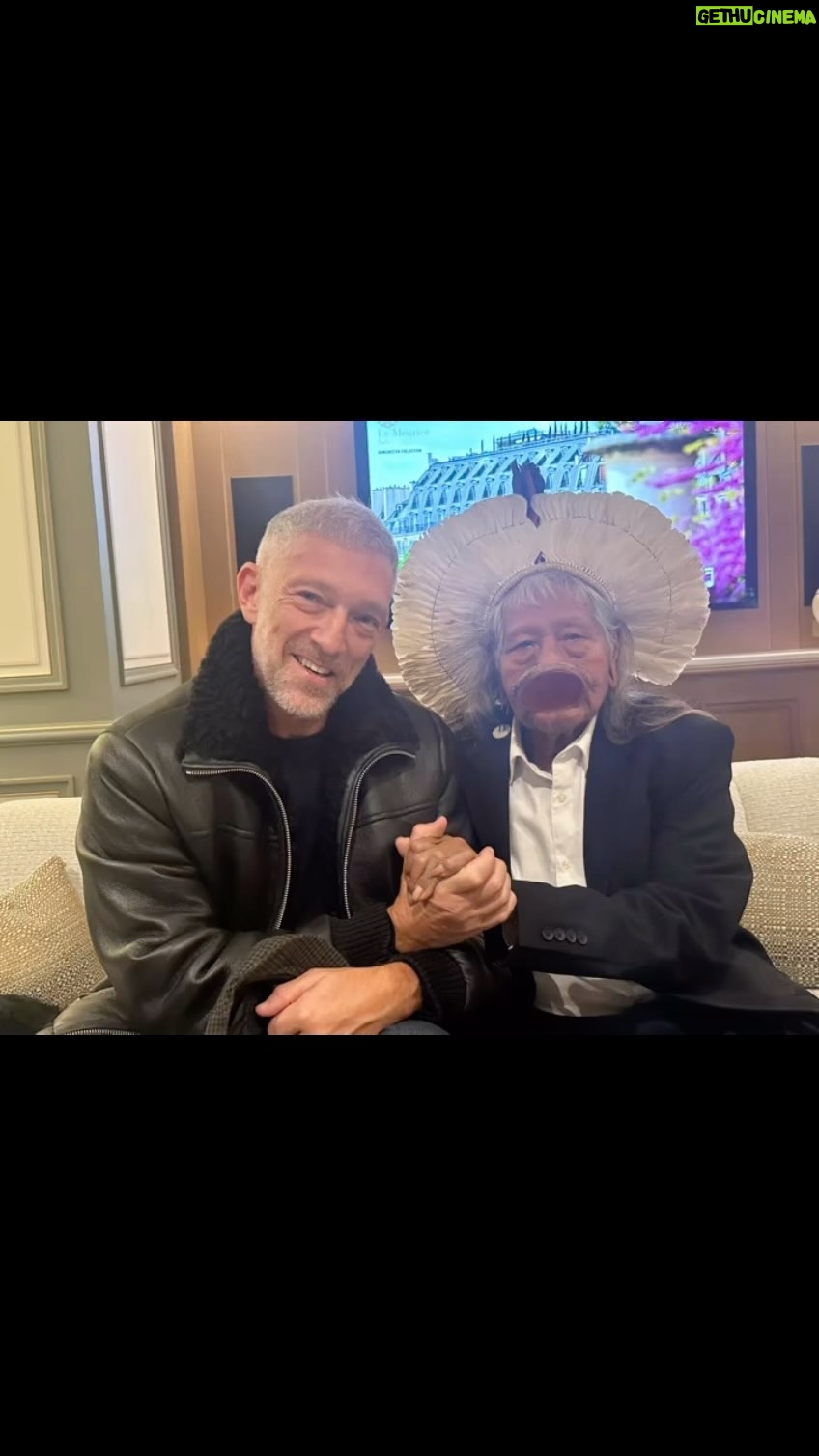 Vincent Cassel Instagram - Today in Paris with chief Raoni chatting about How to preserve and protect the Amazonian forest Paris, France