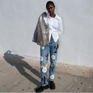Virgil Abloh Instagram - Black Friday release of the jeans i did in conversation with @tremaineemory ~ ABLOH TEARS™ available on @denimtears dot com and @canary____yellow [Art Store]