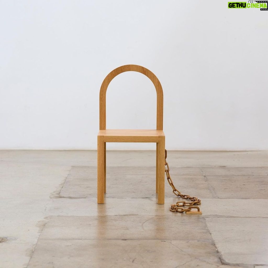 Virgil Abloh Instagram - first view of new artwork from my recent body of works made on exhibit from today. work titled “You Sit Here” ~ @909_archive group show. Teak. H908mm W450mm D450mm ©2021 On loan via Gymnastics Art Institute. Los Angeles, California