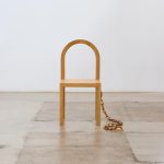 Virgil Abloh Instagram - first view of new artwork from my recent body of works made on exhibit from today. work titled “You Sit Here” ~ @909_archive group show. Teak. H908mm W450mm D450mm ©2021 On loan via Gymnastics Art Institute. Los Angeles, California