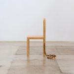 Virgil Abloh Instagram - first view of new artwork from my recent body of works made on exhibit from today. work titled “You Sit Here” ~ @909_archive group show. Teak. H908mm W450mm D450mm ©2021 On loan via Gymnastics Art Institute. Los Angeles, California