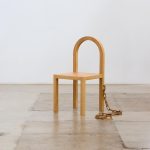 Virgil Abloh Instagram - first view of new artwork from my recent body of works made on exhibit from today. work titled “You Sit Here” ~ @909_archive group show. Teak. H908mm W450mm D450mm ©2021 On loan via Gymnastics Art Institute. Los Angeles, California