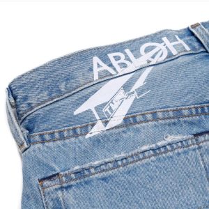 Virgil Abloh Instagram - Black Friday release of the jeans i did in conversation with @tremaineemory ~ ABLOH TEARS™ available on @denimtears dot com and @canary____yellow [Art Store]