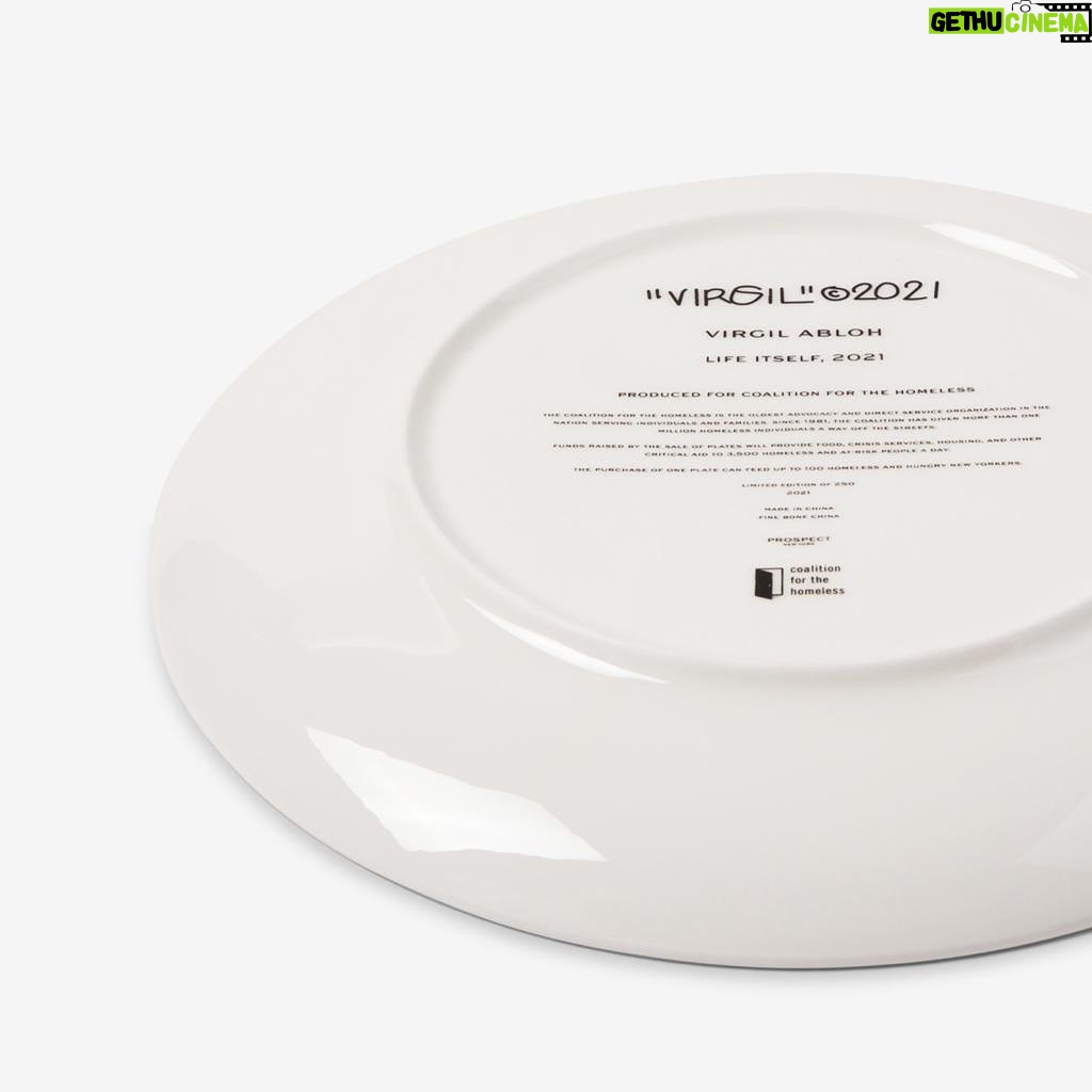Virgil Abloh Instagram - was commissioned for artwork by the fine folks at @artistplateproject. the end result, my plate titled, "Life Itself," an edition of 250, to benefit @nyhomeless and their work to help homeless (not homeless but, friends in our book) and low-income individuals in NYC. The sale of one plate, which will be available this Tuesday, November 16, can feed to up 100 homeless and hungry New Yorkers. @post_____modern logic® ⠀⠀⠀⠀⠀⠀⠀⠀⠀ visit @artistplateproject for more info.