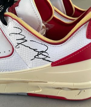 Virgil Abloh Instagram - @Off____White™ x Air Jordan 2 Low is now available online via the link in bio. 
“design premise: trap the indescribable into the object” as stated by @virgilabloh. Like no other sneaker, the Air Jordan 2 Low represents a piece of archival history obsessively recreated with contemporary tech and details.

Discover a new chapter of Off-White™ x Jordan ~ @jumpman23 

A unique crafting process was used to reverse engineer the original premium Air Jordan 2 in homage to the legendary sneaker, proudly incorporating signs of wear and tear into the design and embellishing with MJ’s signature and contemporary touches.