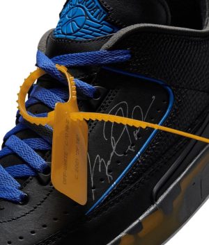 Virgil Abloh Instagram - @Off____White™ x Air Jordan 2 Low is now available online via the link in bio. 
“design premise: trap the indescribable into the object” as stated by @virgilabloh. Like no other sneaker, the Air Jordan 2 Low represents a piece of archival history obsessively recreated with contemporary tech and details.

Discover a new chapter of Off-White™ x Jordan ~ @jumpman23 

A unique crafting process was used to reverse engineer the original premium Air Jordan 2 in homage to the legendary sneaker, proudly incorporating signs of wear and tear into the design and embellishing with MJ’s signature and contemporary touches.
