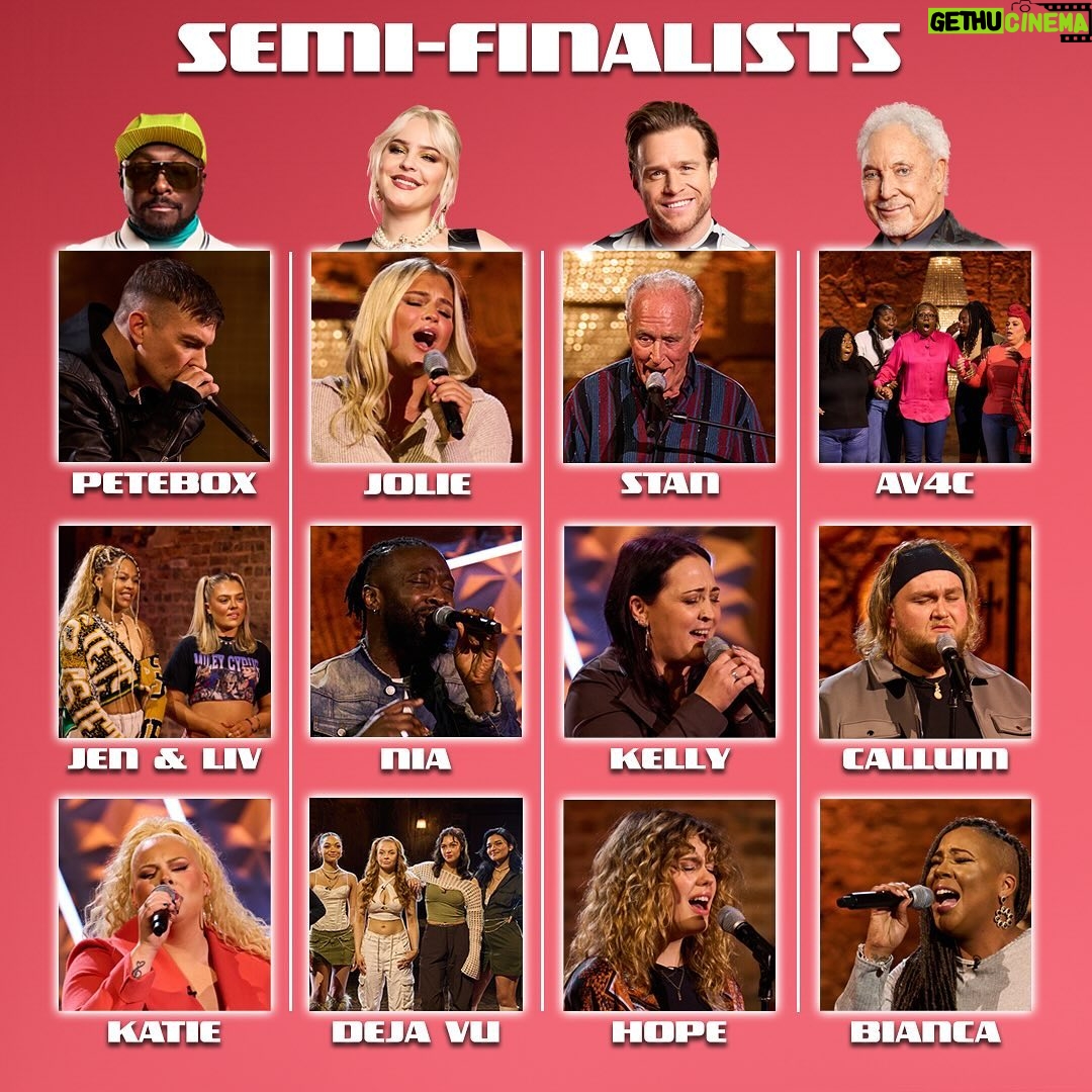 Will.i.am Instagram - From 40 singers to the final 12! Here’s who the Coaches are bringing to the semi-finals ✨ #TheVoiceUK