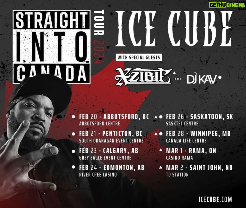 Xzibit Instagram - These are the dates I’m playing with Don Mega @icecube when I’m in #canada🇨🇦 6 solo shows as well.. tickets going fast. See you up north eh! ✊🏾🔥💪🏾