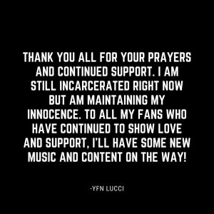 YFN Lucci Instagram - I appreciate all the support! #FreeMe