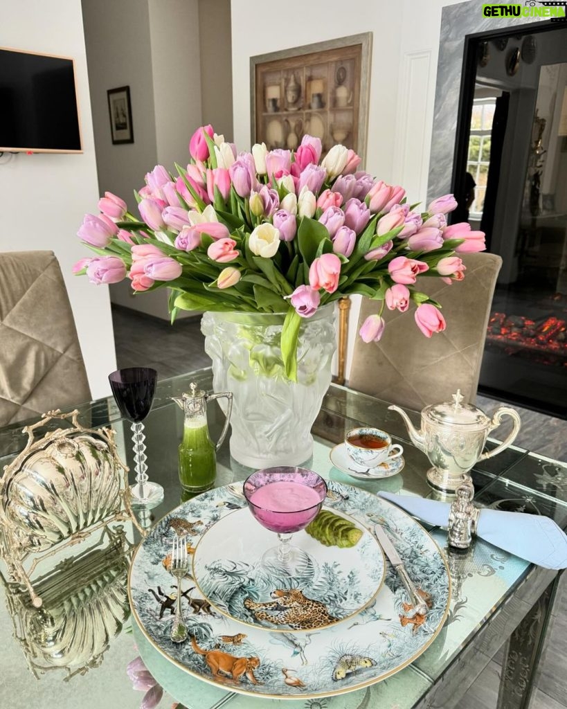 Yana Rudkovskaya Instagram - Доброе праздничное весеннее утро и прекрасный завтрак с цветами от тренерского штаба @angelsofplushenko сегодня в #рубрикамоизавтраки 🤍💚💜