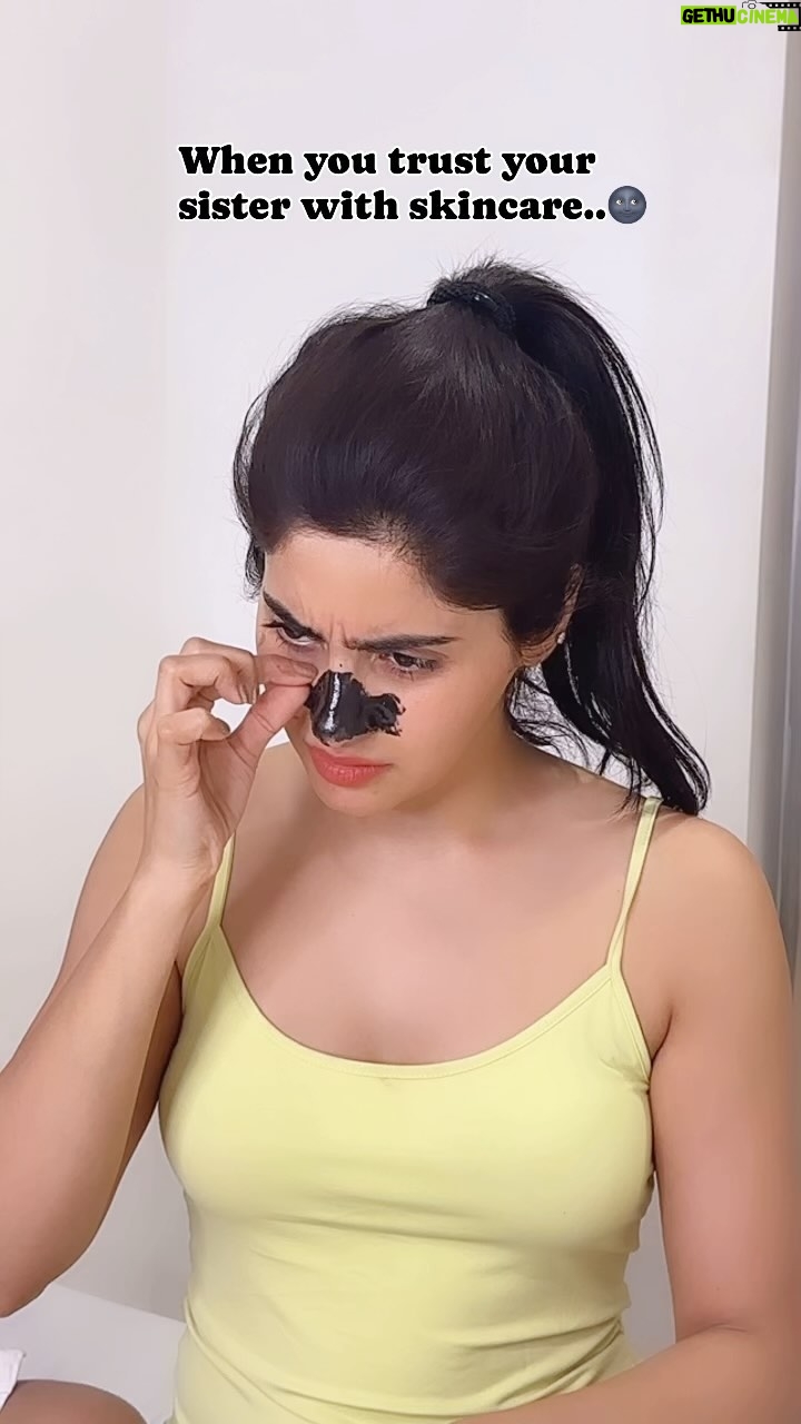 Yukti Kapoor Instagram - And end up stuck in a peel off mask 👹😀 @ronak__kapoor #sorrybutnosorry 😛 . . . #reelsinstagram #reels #reelitfeelit #reelsindia #funny #funnyreels #brosis #trendingreels #trending #reelkarofeelkaro