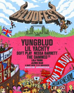 Yungblud Instagram - BLUDFEST IS ONSALE NOW! 🖤☠️🇬🇧🧷 LINK IN BIO - YUNGBLUD @lilyachty @softplayplaysoft @nessabarrett @thedamnedofficial @lolayounggg @jazminbean + many more !
