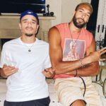 Yvick Letexier Instagram - Je me suis assis pour la photo histoire qu’on soit à la même taille @rudygobert27 (j’ai toujours pas ma valise) Los Angeles, California