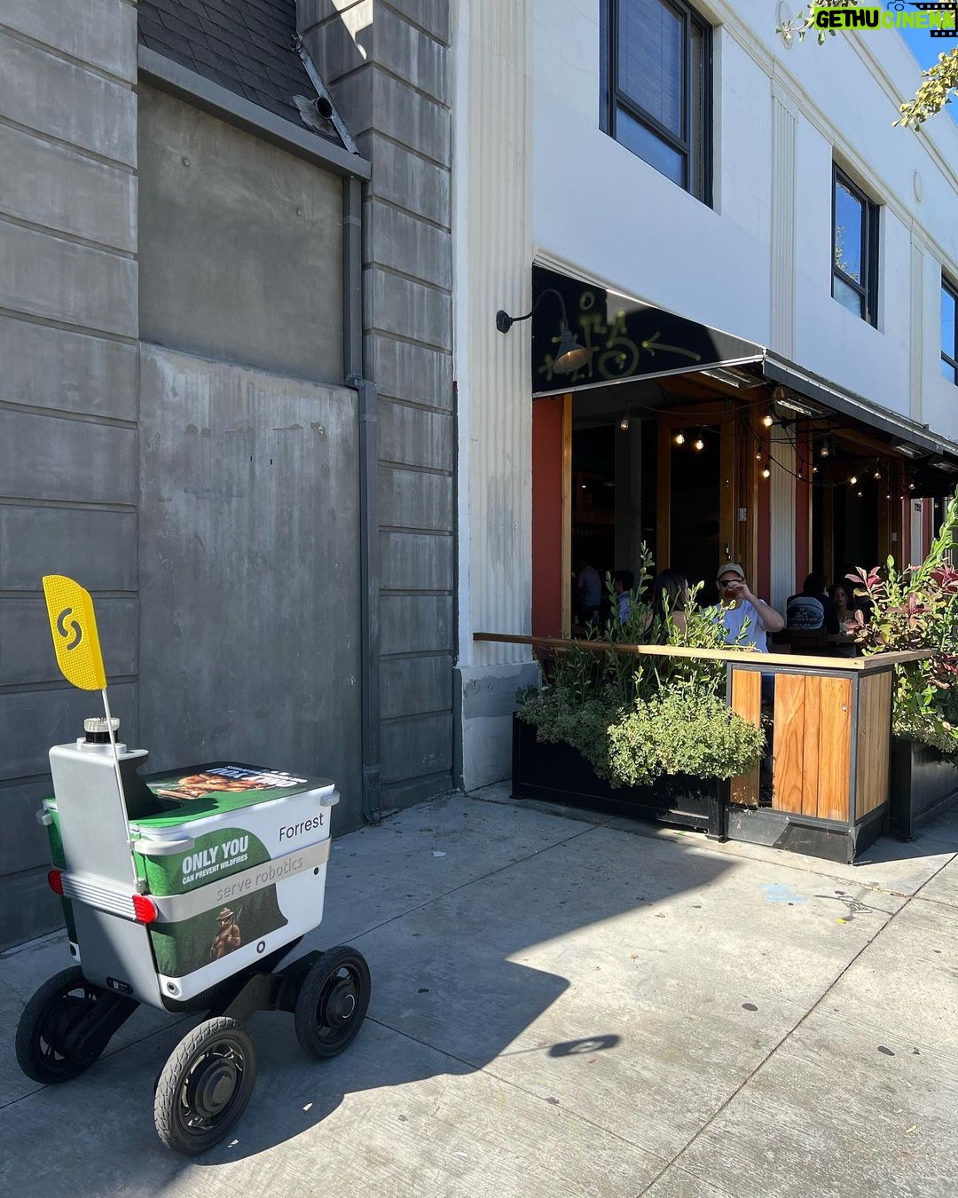 Zach Braff Instagram - This robot was stuck and confused by the sidewalk cafe at @saltscure and I can’t stop worrying about whether or not he/she got home. salt's cure