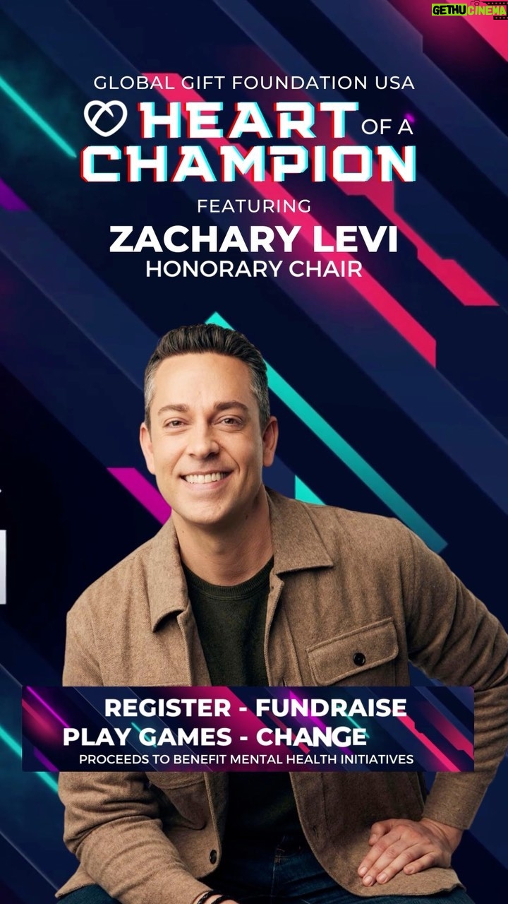 Zachary Levi Instagram - Hey y’all! I have teamed up with the great people at @globalgiftusa to create a movement to help end mental health stigma and raise vital funds. Heart of a Champion is a unique fundraiser that unites gamers, streamers, content creators and celebrities for some unforgettable game-playing action! I invite YOU to take part! HOWWW? Visit @globalgiftusa & click the link in their bio to REGISTER, create your fundraising page and help raise funds. Then stream yourself playing a game of your choice to change a life. Can’t take part? Please consider donating to help us reach our fundraising goal. #HeartofaChampion celebrates gaming culture and the good we’re all capable of doing together. Funds raised will aid mental health initiatives supported by @globalgiftusa, with a portion of proceeds to benefit @active_minds! I’m excited to create hope and help spread the message to those suffering that they are not alone. Let’s do this! 💃🏻