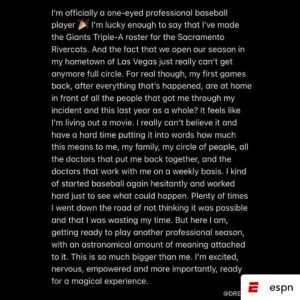 Zachary Levi Instagram - This. This. This. This. This. 🙏 

Via @espn: Drew Robinson could play as soon as Thursday, when the Sacramento River Cats open their season in his hometown of Las Vegas. Link in bio for more on his story. (🎥 @espne60)