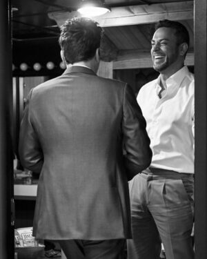 Zachary Levi Instagram - Catch me and @jimmyfallon  on your screens TONIGHT on fallontonight! 

11:35/10:35c on @nbc

Styled by: @warrenalfiebaker 
Suit: @brioni_official
Necklace and Watch: @movado 
Grooming: @michelledemilt

Photo credit: Todd Owyoung/NBC