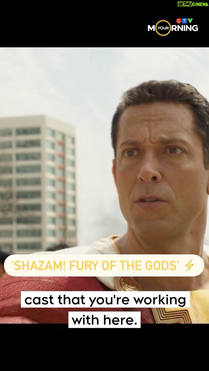 Zachary Levi Instagram - @zacharylevi is back as the quirky superhero #Shazam in ‘Shazam! Fury of the Gods’ (@shazammovie). In the new movie, he has to defend the source of his powers, with his foster siblings against the rising danger of three gods. He joined us this morning to give us all the tea! #shazam #shazammovie