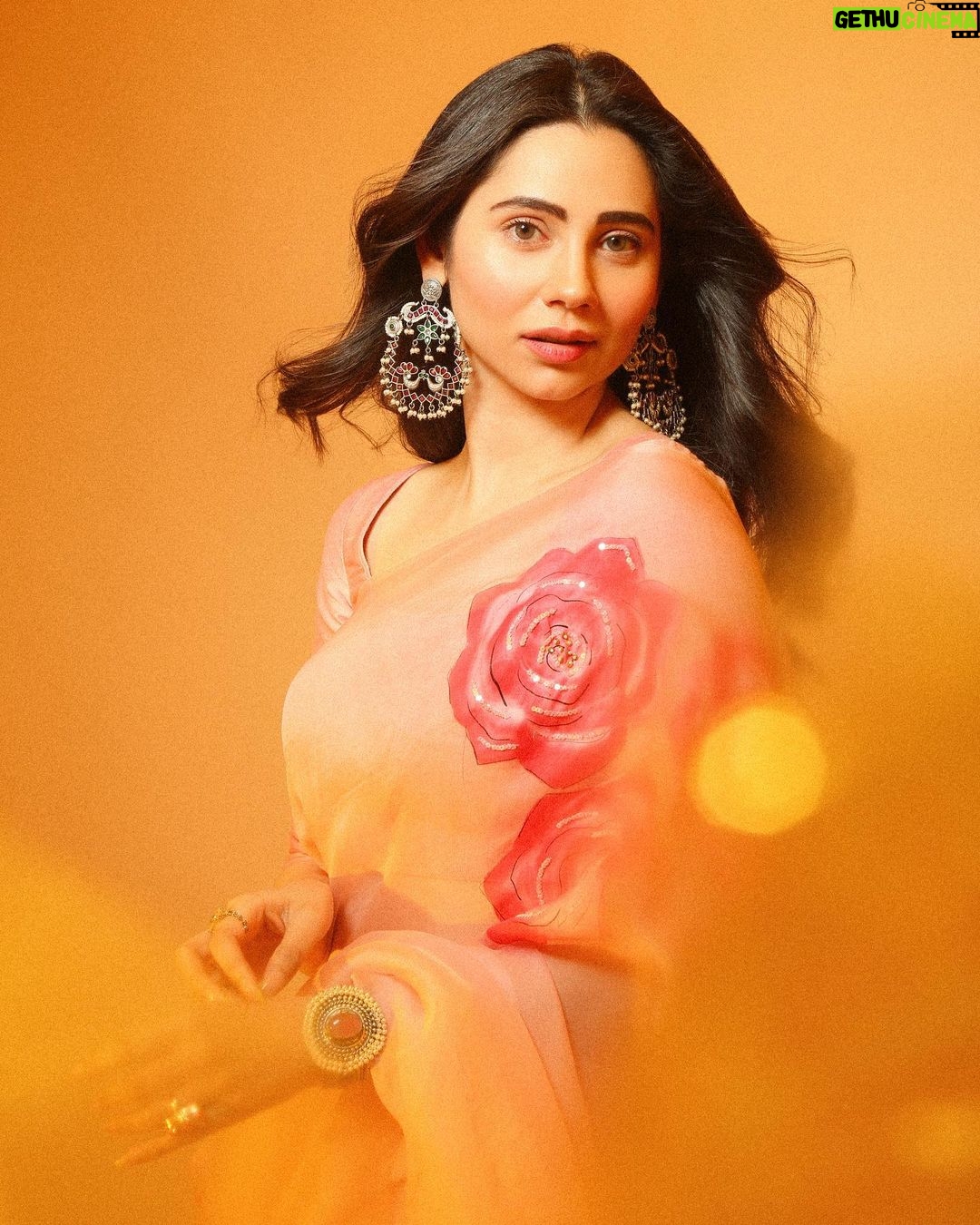 Zara Khan Instagram - Happy Dhanteras 🌞🪔🫶🏻 . . . Styled by @hitendrakapopara Outfit by @anamikakhandelwalofficial Jewellery by @vrityasilverjewelry_ Fashion team @sarinabudathoki @tanyakalraaa Hair by @little_hair_poetry Shot by @ajayjangidphotography Zahrah’s team @candidly_ish