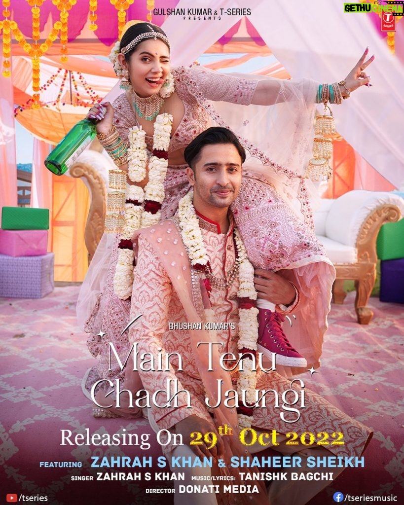 Zara Khan Instagram - The craziest wedding shenanigans are about to begin super soon! Shaadi mein aana zaroor! Save the date for #MainTenuChadhJaungi, 29th October 2022. Stay tuned. #tseries @tseries.official #BhushanKumar @zarakhan @tanishk_bagchi @navjitbuttar #Craziestदुल्हनOfTheSeason #Sweetestदुल्हाOfTheSeason #WeddingGoals #WeddingInspiration #WeddingSeason #BigFatIndianWedding #IndianWedding