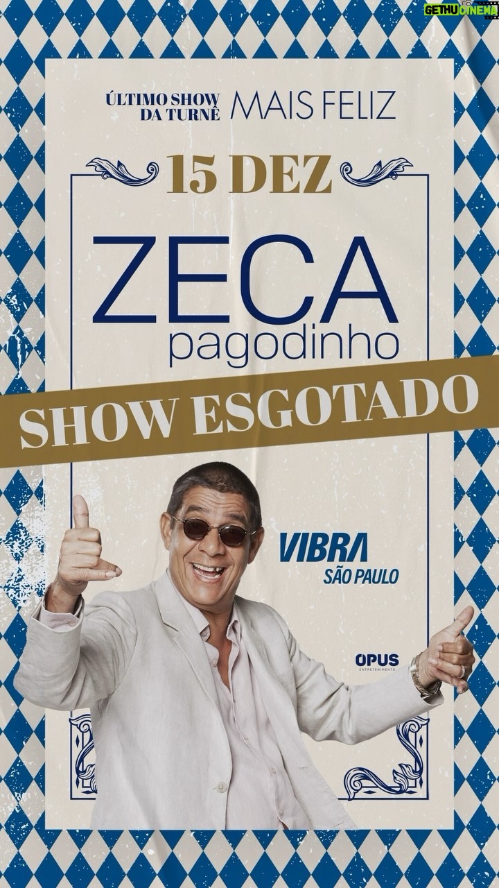 Zeca Pagodinho Instagram - E tem jeito melhor de encerrar uma tour?! 🤩 Os ingressos para o último show da turnê Mais Feliz de @zecapagodinho estão ESGOTADOS! 💙 Obrigada, São Paulo! Esperamos vocês dia 15 de dezembro aqui na Vibra São Paulo pra curtir muito samba! São Paulo, Brazil