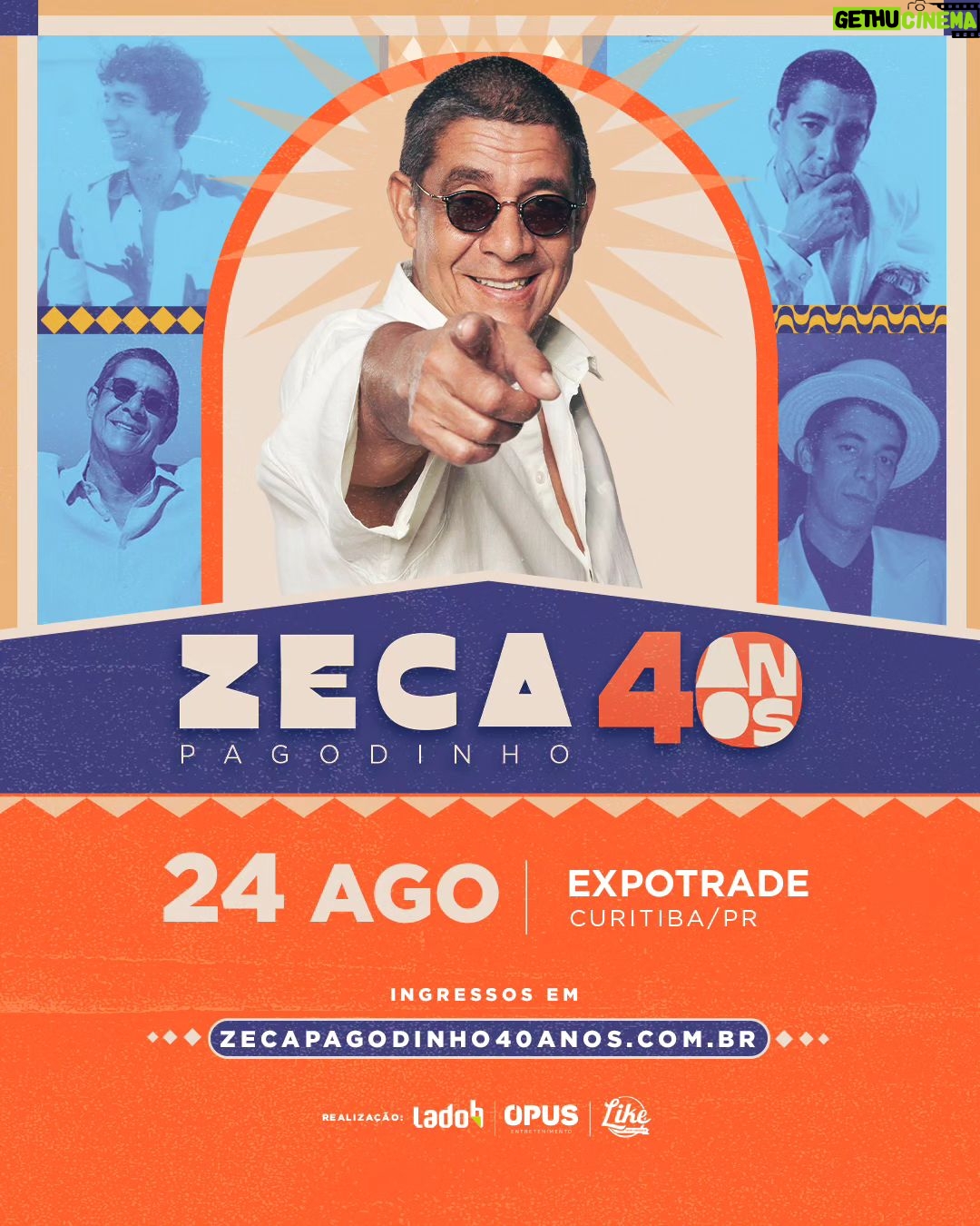 Zeca Pagodinho Instagram - ALÔ, CURITIBA!! 📢 No dia 24 de agosto, Zeca Pagodinho estará no Expotrade com a turnê #ZecaPagodinho40Anos! O show está repleto de sucessos que marcaram as 4 décadas de carreira do artista! 🎟 Os ingressos já estão à venda em ZecaPagodinho40anos.com.br! Bora sambar e ser feliz! 🥁😉