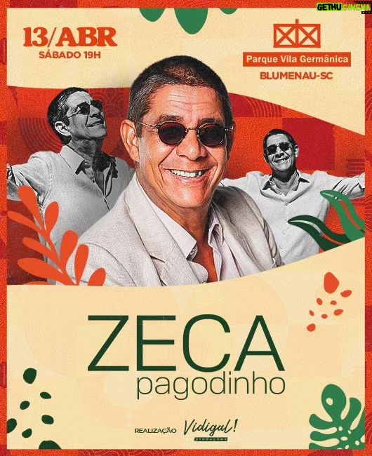 Zeca Pagodinho Instagram - Família do samba de Blumenau e região, vocês têm um encontro marcado com Zeca Pagodinho! 🥁 Será dia 13 de abril, no Parque Vila Germânica, e os ingressos já estão à venda no site Bilheteria Digital! Não perde essa, hein! 😉 #ZecaPagodinho