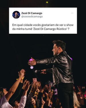 Zezé di Camargo Instagram - Deixe seu comentário! Estou de olho e curioso para saber em que cidade você gostaria de ver o show do Zezé Di Camargo Rústico! 👀❤️🎵 #ZezeDiCamargo #Rustico