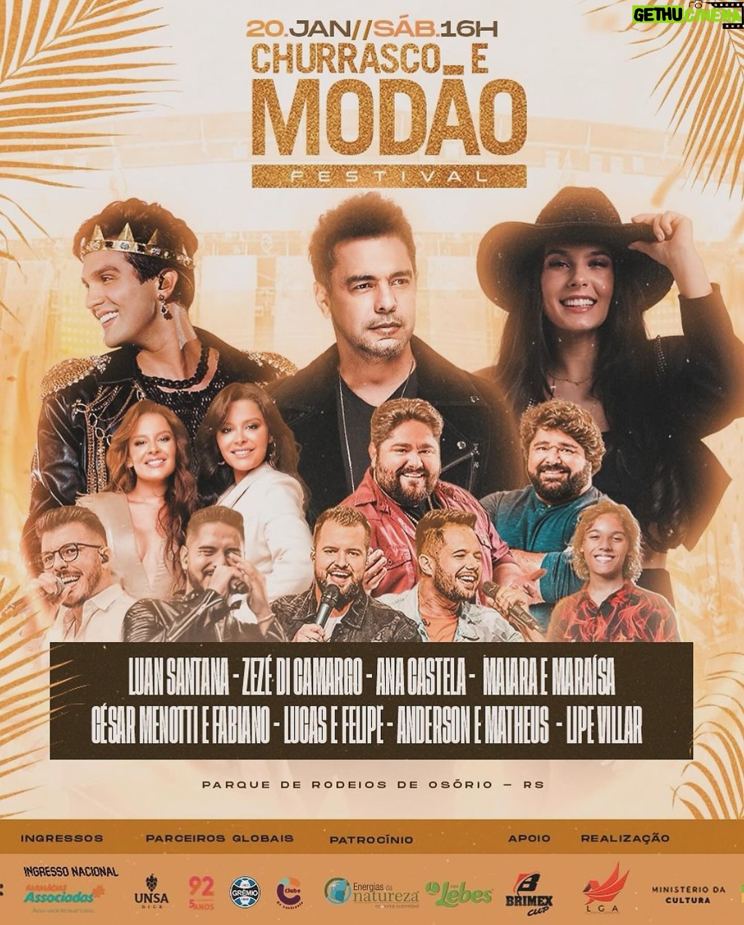 Zezé di Camargo Instagram - Eu já estou com saudades de fazer show!!! E o nosso encontro está marcado para o dia 20 de janeiro no @churrascoemodaofestival em Osório - RS! Corre lá no Instagram da festa que está rolando sorteio! 😉