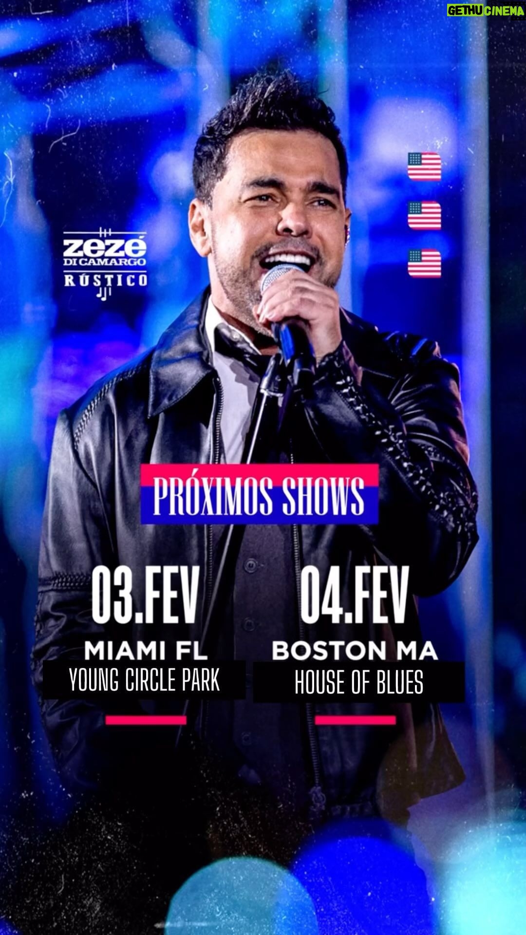 Zezé di Camargo Instagram - Alô, Miami e Boston, estou chegando! E muito feliz em saber que irei encontrá-los nos meus shows nos dias 03 e 04 de Fevereiro. Muito ansioso por aqui, mas tenho certeza de que será incrível! Conto com a presença de todos vocês. Até lá! 🎤🌟 #ZezeDiCamargo #Rustico