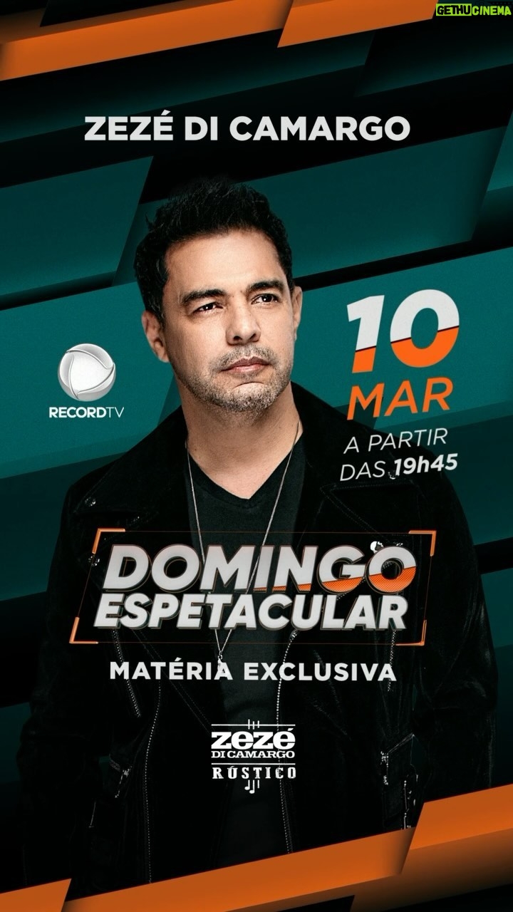 Zezé di Camargo Instagram - Amanhã, não percam minha entrevista exclusiva no @domingoespetacular da @recordoficial, domingo, dia 10/03, às 19h45. Conto com vocês! 🎥✨ #ZezeDiCamargo