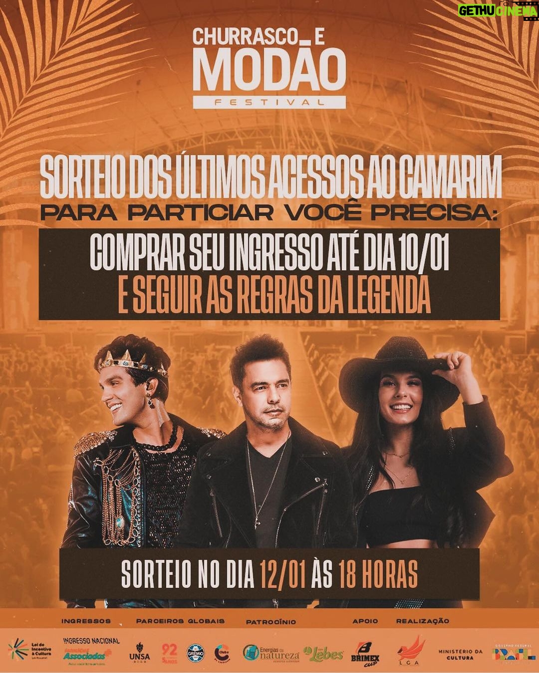 Zezé di Camargo Instagram - Eu já estou com saudades de fazer show!!! E o nosso encontro está marcado para o dia 20 de janeiro no @churrascoemodaofestival em Osório - RS! Corre lá no Instagram da festa que está rolando sorteio! 😉